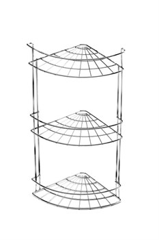 Полка для ванной угловая 3 яруса гальваника цинк цвет хром 67-0-652 - фото 13404