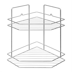 Полка для ванной угловая трапеция  2 яруса гальваника цинк цвет хром 67-0-654 - фото 23083