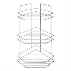 Полка для ванной угловая трапеция  3 яруса гальваника цинк цвет хром 67-0-655 - фото 23085