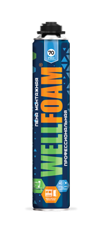 Пена монтажная профессиональная WELLFOAM PRO 70 premium, всесезонная, 1000мл, (шт.) 69-9-302 - фото 36778