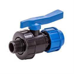 Кран ПНД 25ммх3/4" наружная резьба, компрессионный, для ПЭ труб 99-534