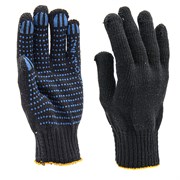 Перчатки Х\Б, черные, 5-ти нитка, с ПВХ (шт.) 24-2-003